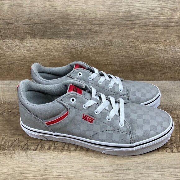 VANS Seldan Checkerboard Grey Red Skate Shoes Youth/Men's Sz 5.5 Women Sz 7 NEW - Picture 2 of 9